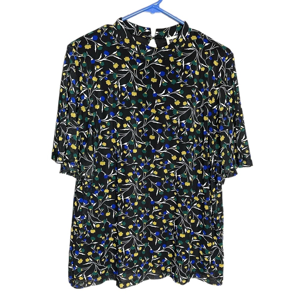 Ann Klein Flutter Sleeve Sheer Blouse Lined Women’s Size XL